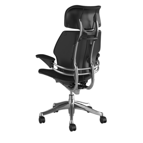 humanscale freedom chair polished black leather