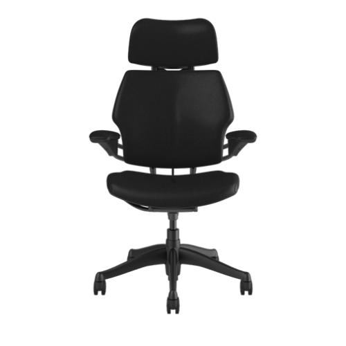 humanscale freedom Ticino black leather front