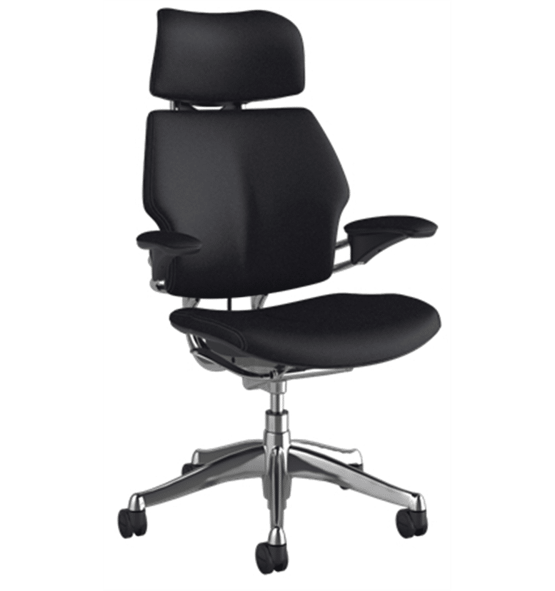 Humanscale Freedom Chair with Headrest in Corvara Midnight Blue Leather