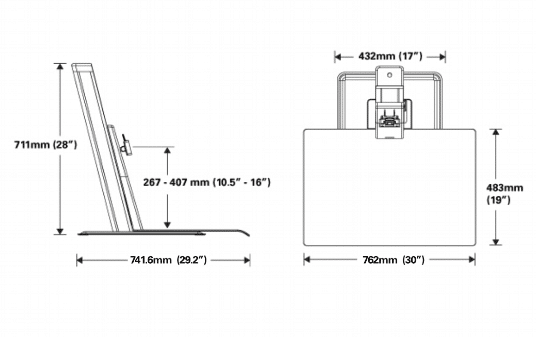 Humanscale Quickstand image for dimensions