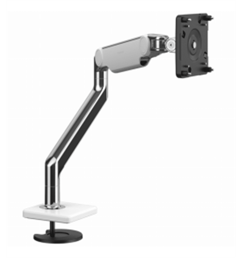 Humanscale M2.1 monitor arm polished aluminium with white trim