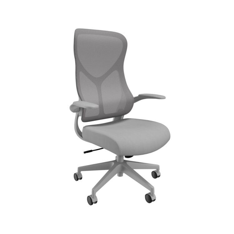 Zip Mesh Back Office Chair with Folding Arms, Grey