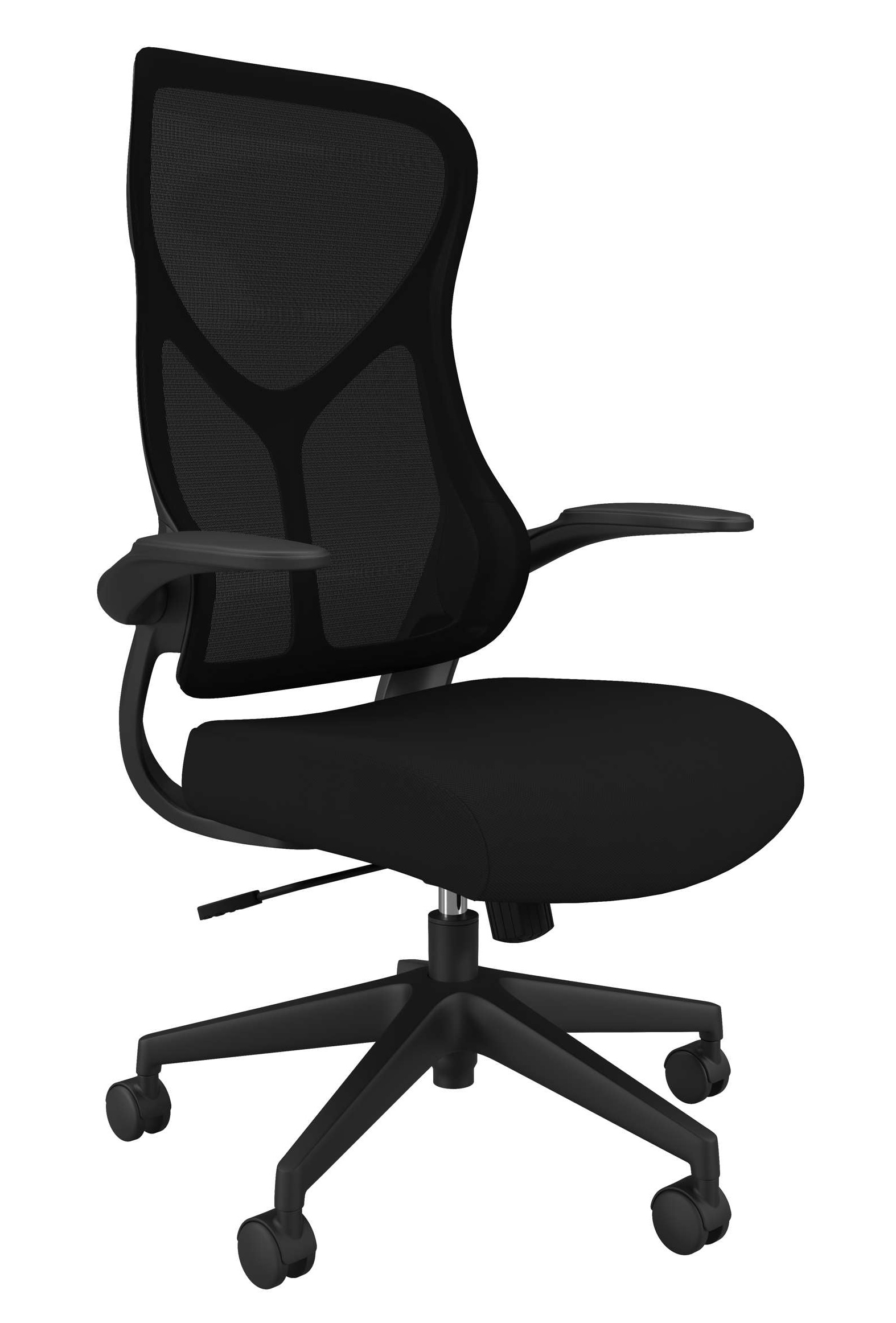 Zip Mesh Back Office Chair with Folding Arms, Black