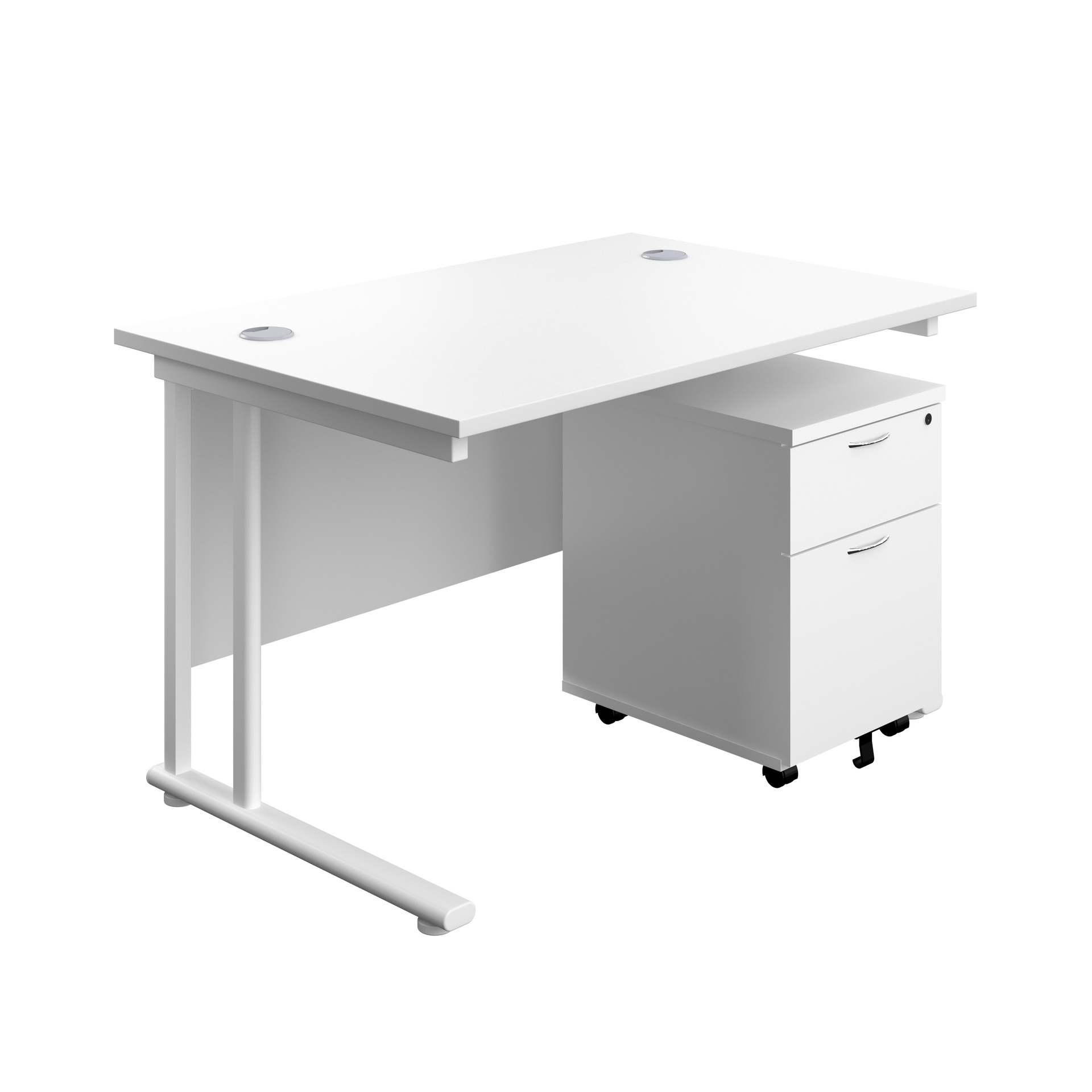 Twin Upright Rectangular Desk + Mobile 2 Drawer Pedestal (FSC)