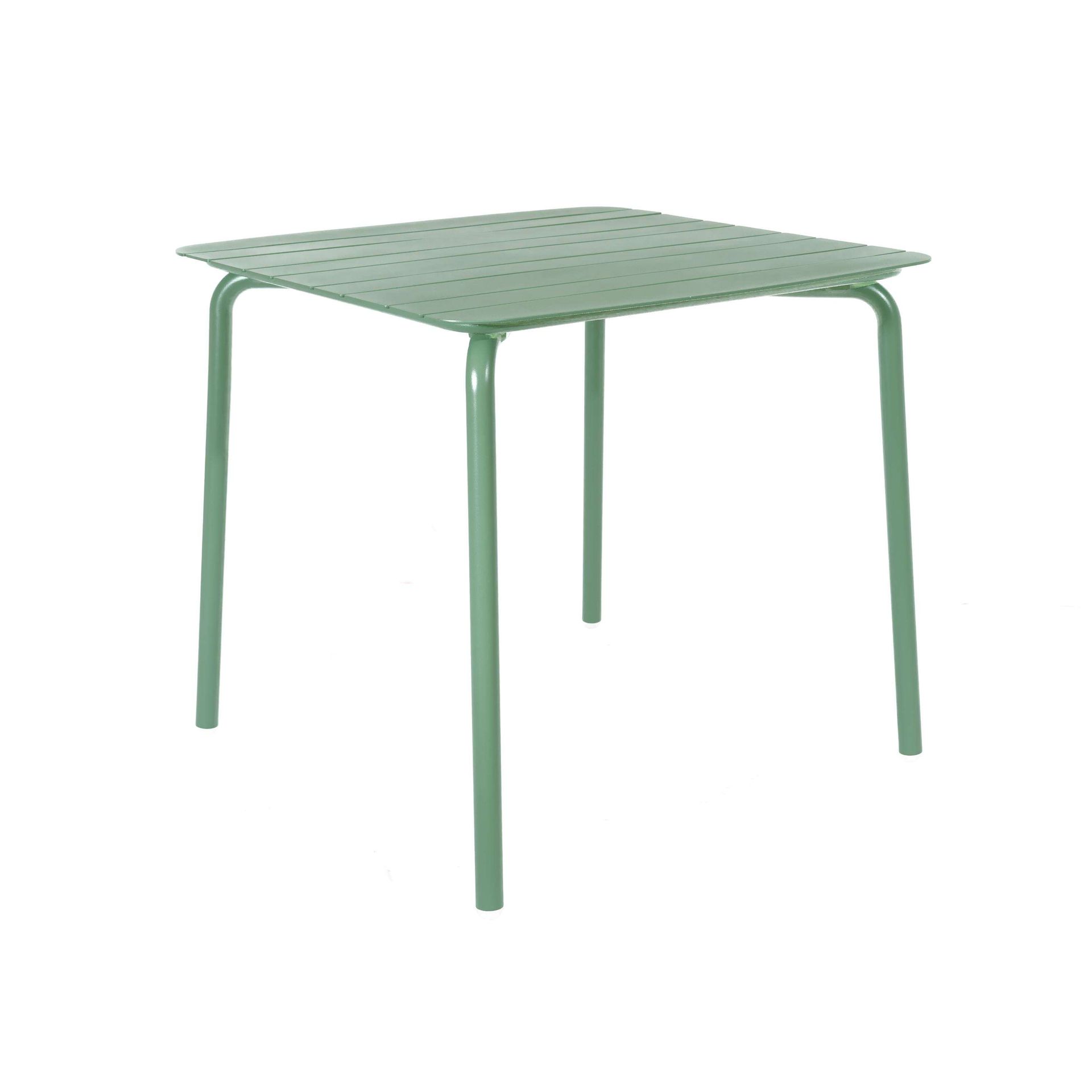 Breeze Square Aluminium Slatted Table Fair Green