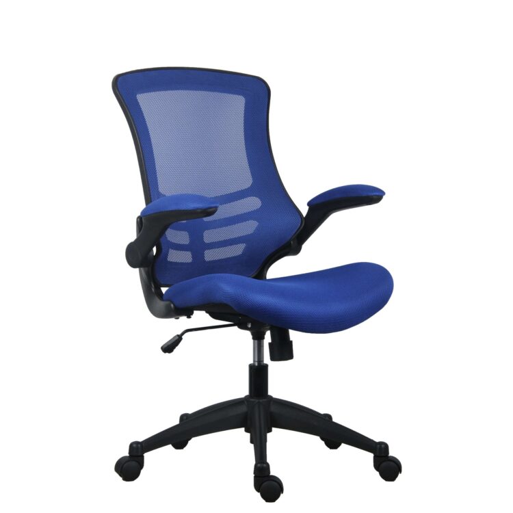 Marlos Mesh Back Office Chair with Folding Arms Blue