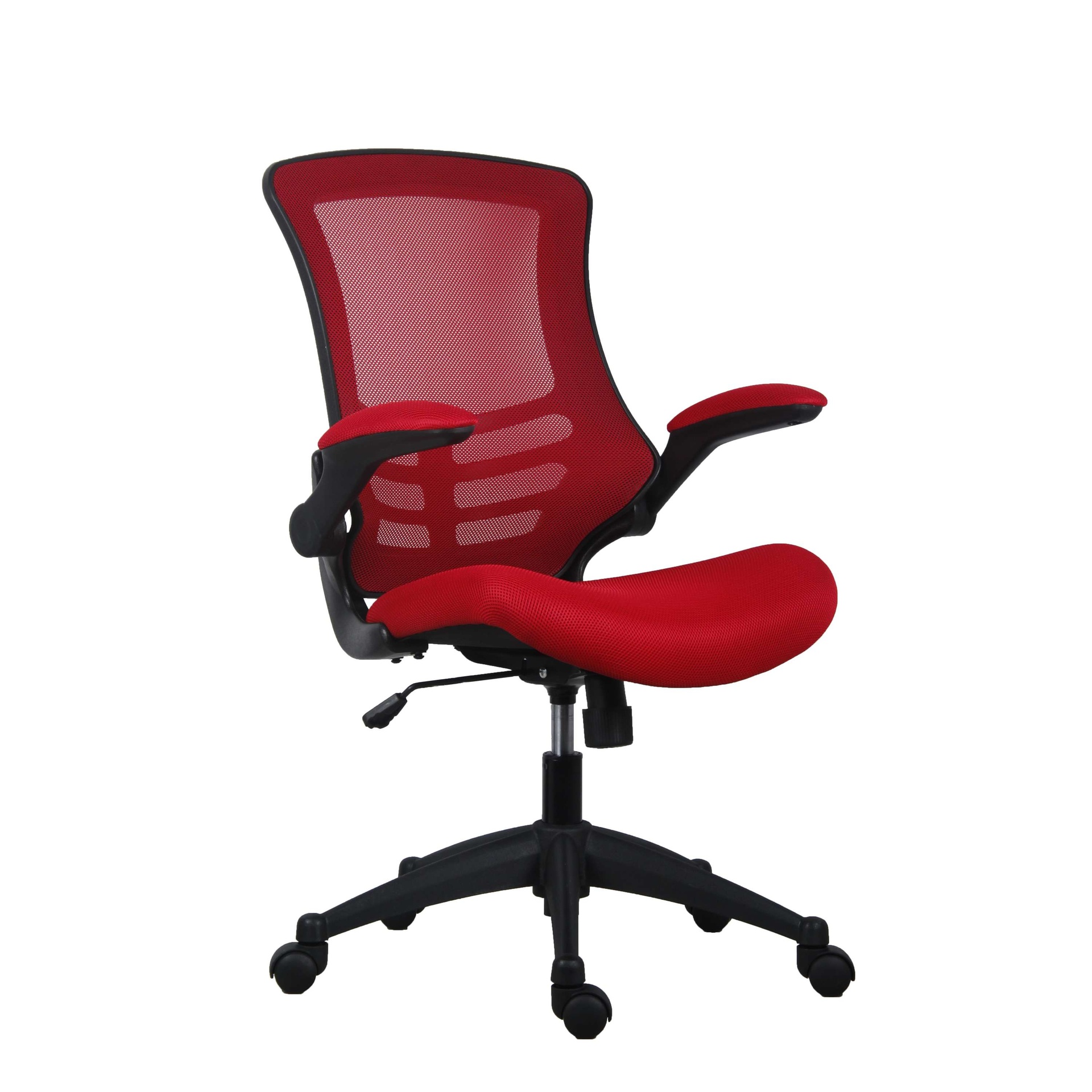 Marlos Mesh Back Office Chair with Folding Arms Red